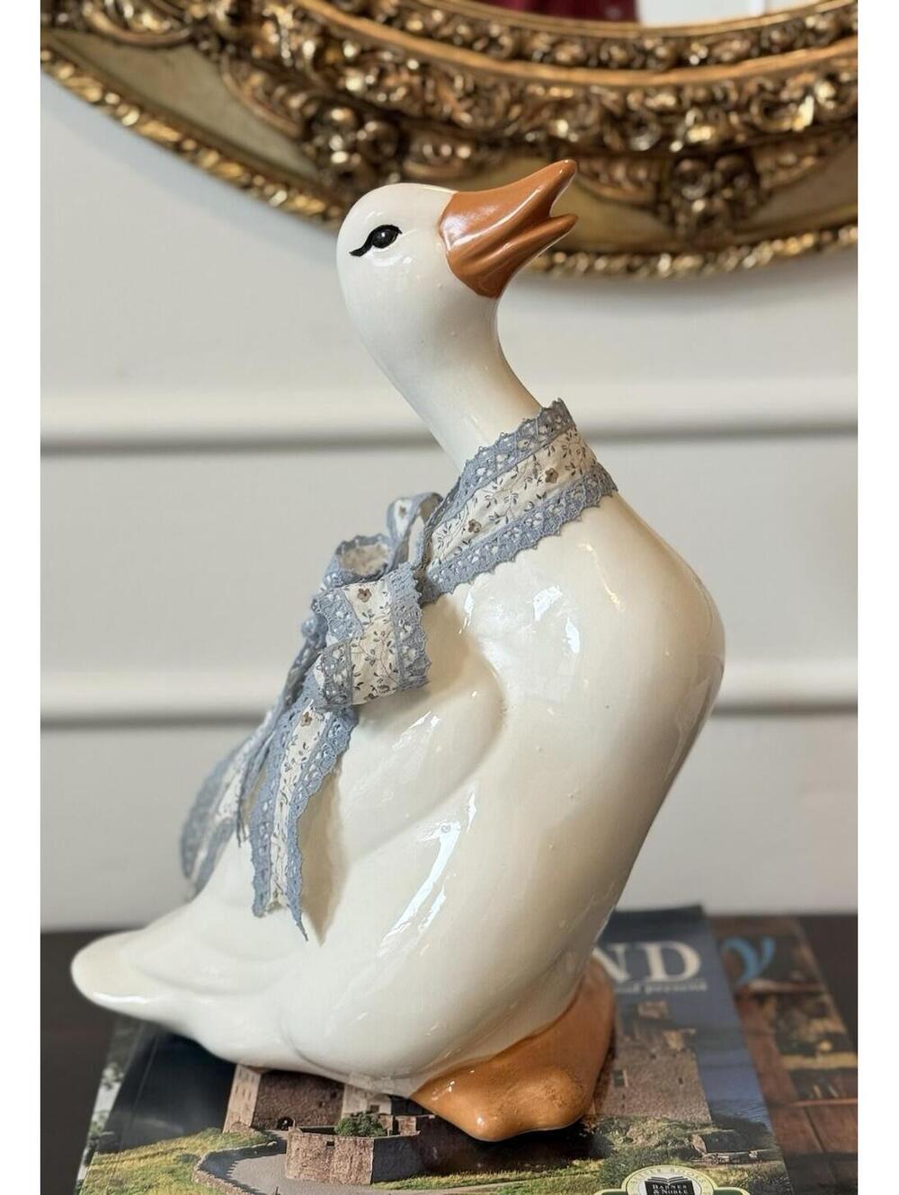 Vintage Ceramic Duck Statue | Cottagecore Decor | Nursery Decor
